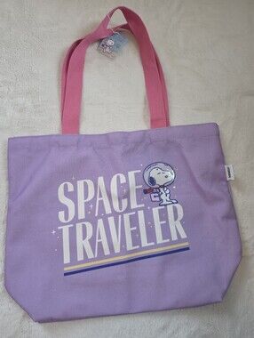 MINISO Snoopy Space Traveler Purple Tote Bag Pink Handles NWT Peanuts